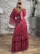 GoldenThread Skirt Set-6141/Burgundy