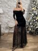 Maxi Velvet Lace Dress/Black