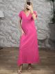 Cotton Mono Ve Maxi Dress-2676/Fuchsia