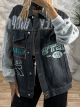 Oversized Denim Hooded Jacket-30050/Black