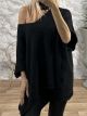 Super Oversized Knitted Ve Sweater/Black