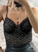 Lace Cups Bodysuit-6287/Black