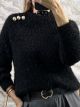 Mohair Buttons Knitted Top/Black