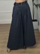 Wide Leg Belt Denim Pants/Blue