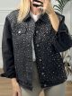 Denim Rhinestones Regular Jacket/Black