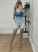 Paperbag Denim Shorts-3085