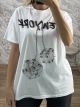 NEW YORK Strassed Cotton T-Shirt-5177/White&Black