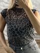 C-Through ShortSleeves Top-06341/Beige Leopard