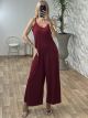 Elastic Jumpsuit-Monochrome/Burgundy