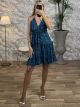 Silk Mini Openback Dress-Flowers-2514/N6