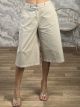 Wide Cotton Long Shorts-2404/Beige