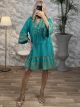 Mini Oversized Gold Print Dress/Green