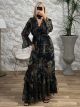 Maxi GoldenThread Ruffle Dress-/Black