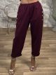 Viscose Pants-Gold Buttons/Burgundy
