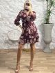 Mini Muslin Floral Dress-3108/Burgundy