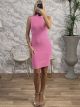 Knitted Sleeveless Dress/Bubble Pink