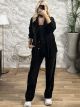 Velvet Shirt Set-3185/Black