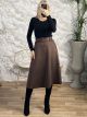 Suede Midi Belt Skirt/Chocolat