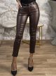 Matte Leather Skinny Pants/Chocolat