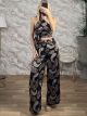 Satin OneShoulder Tied Set-3308/Black