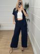 Short Sleeves Shirt Set-NEW/Navy Blue