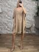 ShortSleeves Ve Knitted Dress-06/Gold