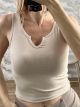 Rip Elastic Monochrome Top -121/Beige