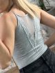 LaceBack Ribbed Top-626/Grey