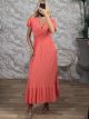 Viscose ShortSleeve Maxi Dress-25385/Peachy