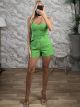 Straps Belt Playsuit-10133/Green