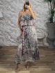 DoubleRuffled Silk Top&Skirt Set/Black