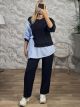 Viscose Half Shirt Set-25586/Navy Blue
