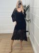 Knitted Zic Zac Midi Dress/Black