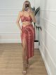 Lurex Skirt Set/Magenta