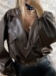 Faux Leather Jacket-4618/Chocolat