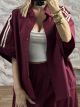 DoubleStripe Cotton Shirt/Burgundy