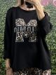 Strass & Leopard Print Sweatshirt/Black