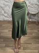 Highwaist Satin Midi Skirt-9489/Khaki