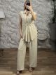 Sleeveless Safari Pants Set-3622/Vanilla