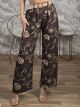 Embroidered Viscose Belt Pants/Chocolat