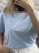 Cotton Strassed T-Shirt-2257/Ciel