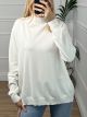 Viscose SemiTurtle Oversized Top/White