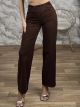 Z-Crossed Buttons Denim Pants-7582/Chocolat
