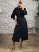 Denim Semizie Midi Dress-2806/Black