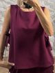 Bow & Buttons Top/Burgundy