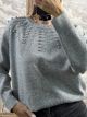 Pearls Knitted Sweater-6015/Grey