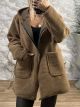 Oversized Hood Zipper Cardigan-23031/Camel