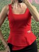 Peplum Chain Top/Red