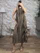 Lurex HalterNeck Chevron Maxi Dress/Chocolat-Ciel