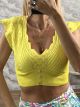 Embroidered Knitted Top-1583/Yellow